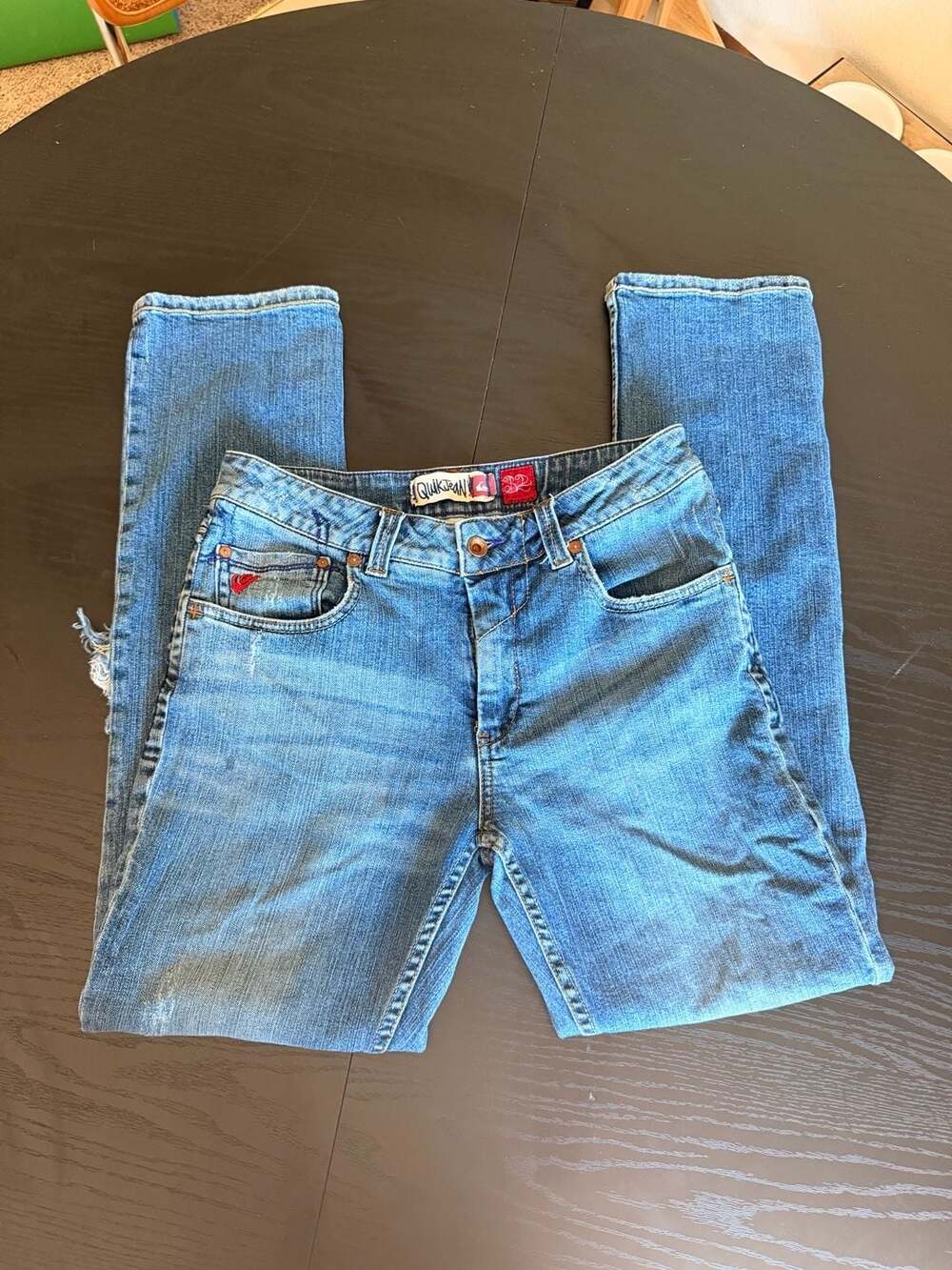 Vintage Y2K Quiksilver Slim Fit QuikJean Embroidered Straight Leg Jeans 32x32